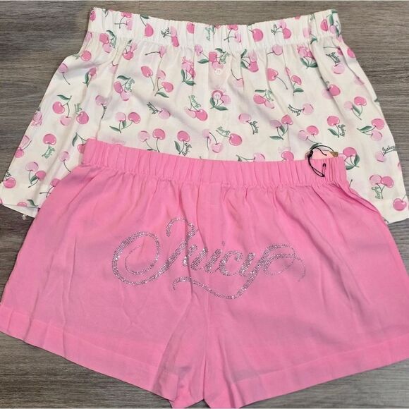 Juicy Couture 2-PK Cherry Print & Rhinestone Signature Logo Lounge Shorts - Picture 3 of 7